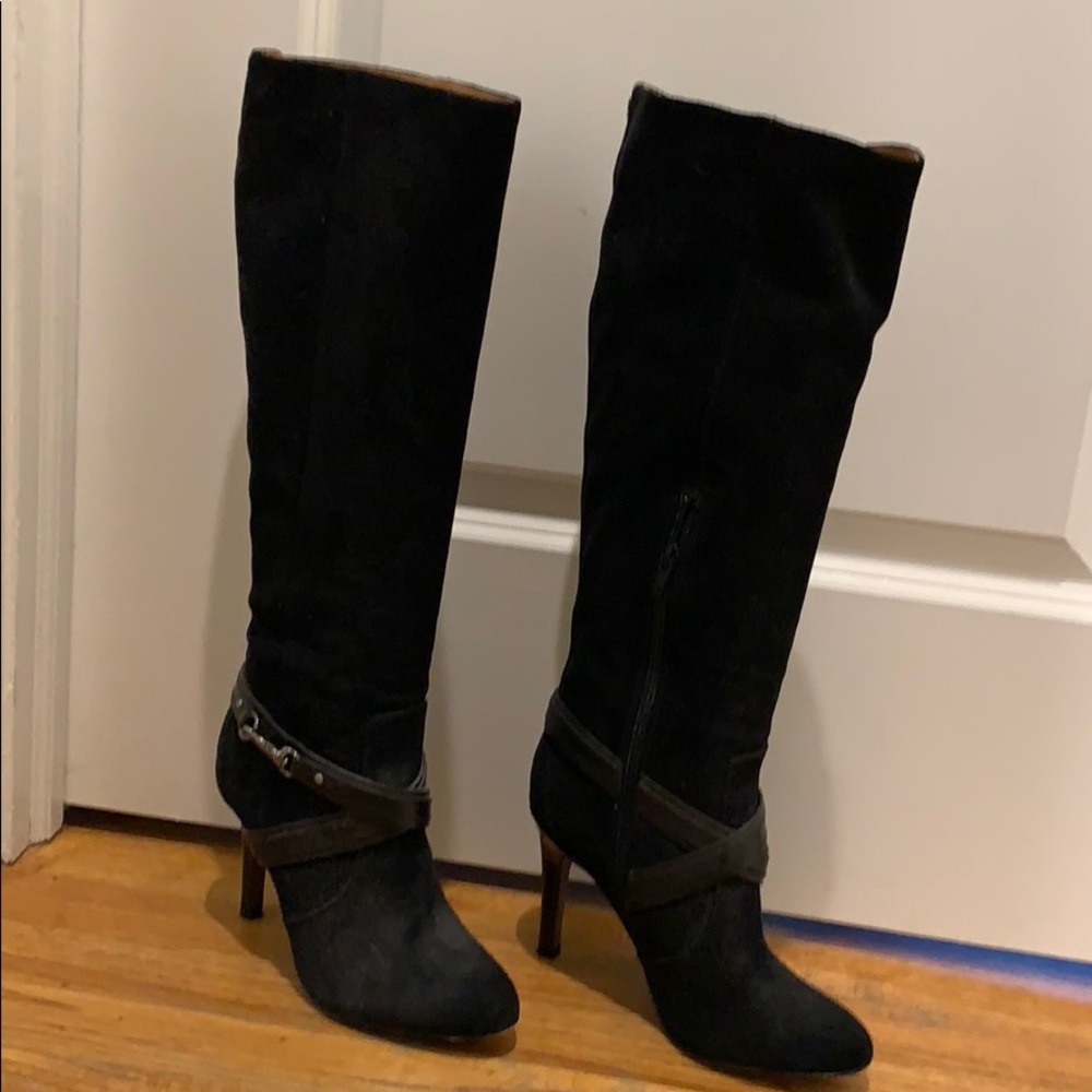 Coach black suede tall heeled boots 👢 👢